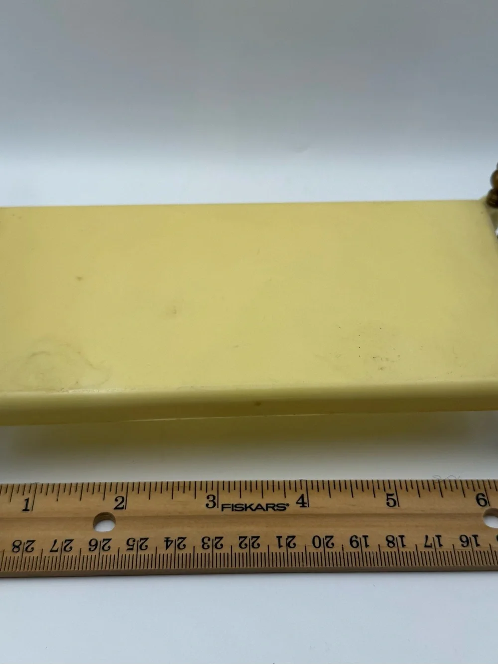 1:12 Dollhouse Miniature Bed, Gold Plastic Frame w/ Beige Mattress 7 in